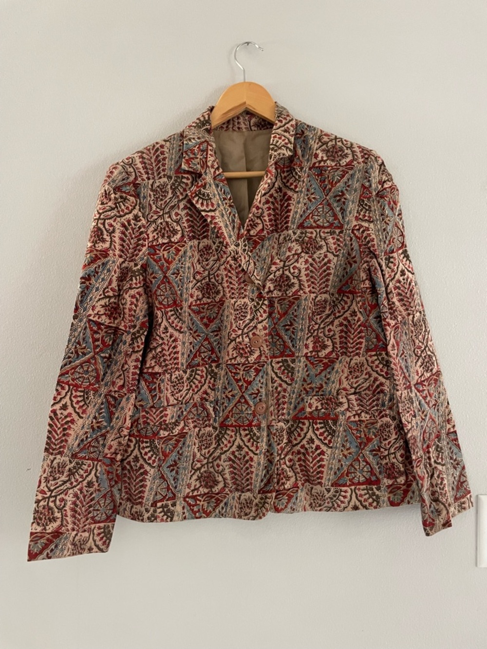 Orvis Multicolor Woven Button-Front Blazer - Red, Blue & Cream